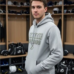 47 Gray TAMPA BAY LIGHTNING ⚡️ Hoodie with Camouflage Logo